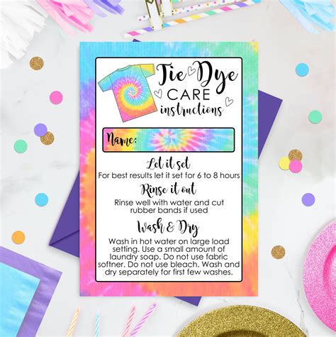 Tie Dye Care Instructions Printable